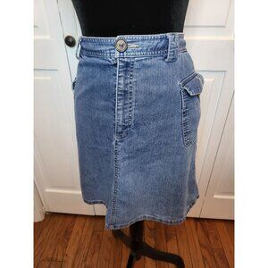 Vintage Y2k Medium Wash Denim Cargo Pocket Skort White Stag 12 Preppy Minimal